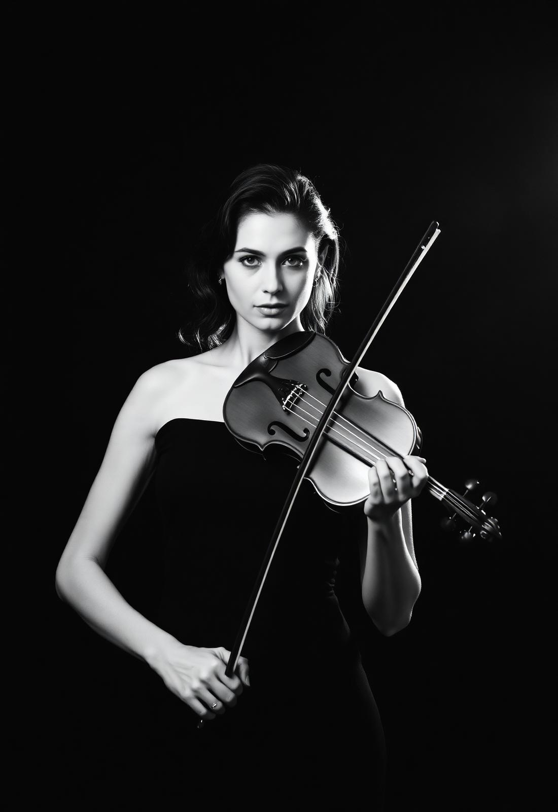 Studio portrait of violinist from Anaya Strings